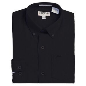 GIOBERTI -  Boy's Oxford Long Sleeve Dress Shirt, Bla Black